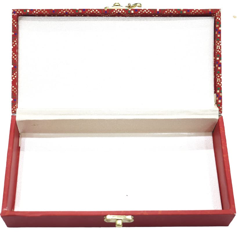 Designer Wodden Fancy Shagun Gift Boxes For Wedding, Shagun Cash Box Or Money Box With Mgi Printing For Wedding, Engagement, Holi, Diwali, Baby Showers, Colour - Red