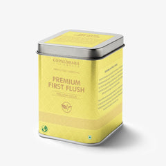 Gopaldhara Darjeeling Premium First Flush Spring Mellow Gold Tea - 100gm Tin Can, 3.5 Ounce | Low Caffeine Two Leaves & Buds Tea