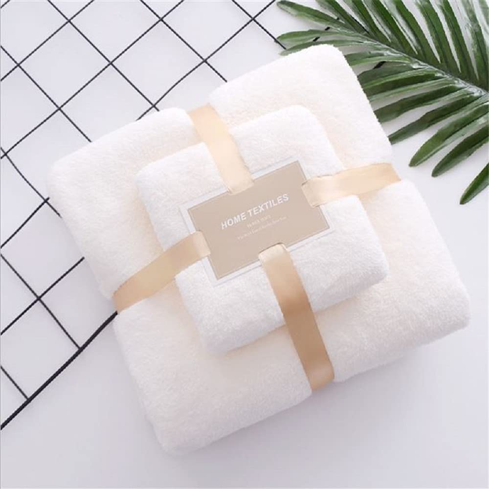 Homecloud Ultra Soft Bath & Face Towel Set 300 Gsm | 3x Softer Than Cotton Towels | Highly Absorbent & Ultra Fast Dry | Set Of 2 (White)