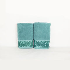 Rangoli 100% Cotton Fibre 2 Hand Towels 400 Gsm | Highly Durable & Absorbent Towel | Skin-Friendly & Quick Drying Luxury Towels (Blue) - Pack Of 2