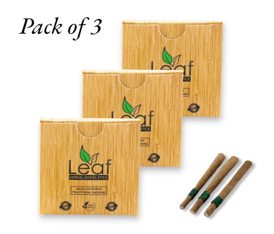 Aarogyam Herbals Leaf Regular Hand Rolled Cigarette With Tendu Leaves 100% Tobacco & Nicotine Free Smoke For Cough, Cold & Relieve Stress - Regular Flavour 3 Packets 10 Sticks X 3