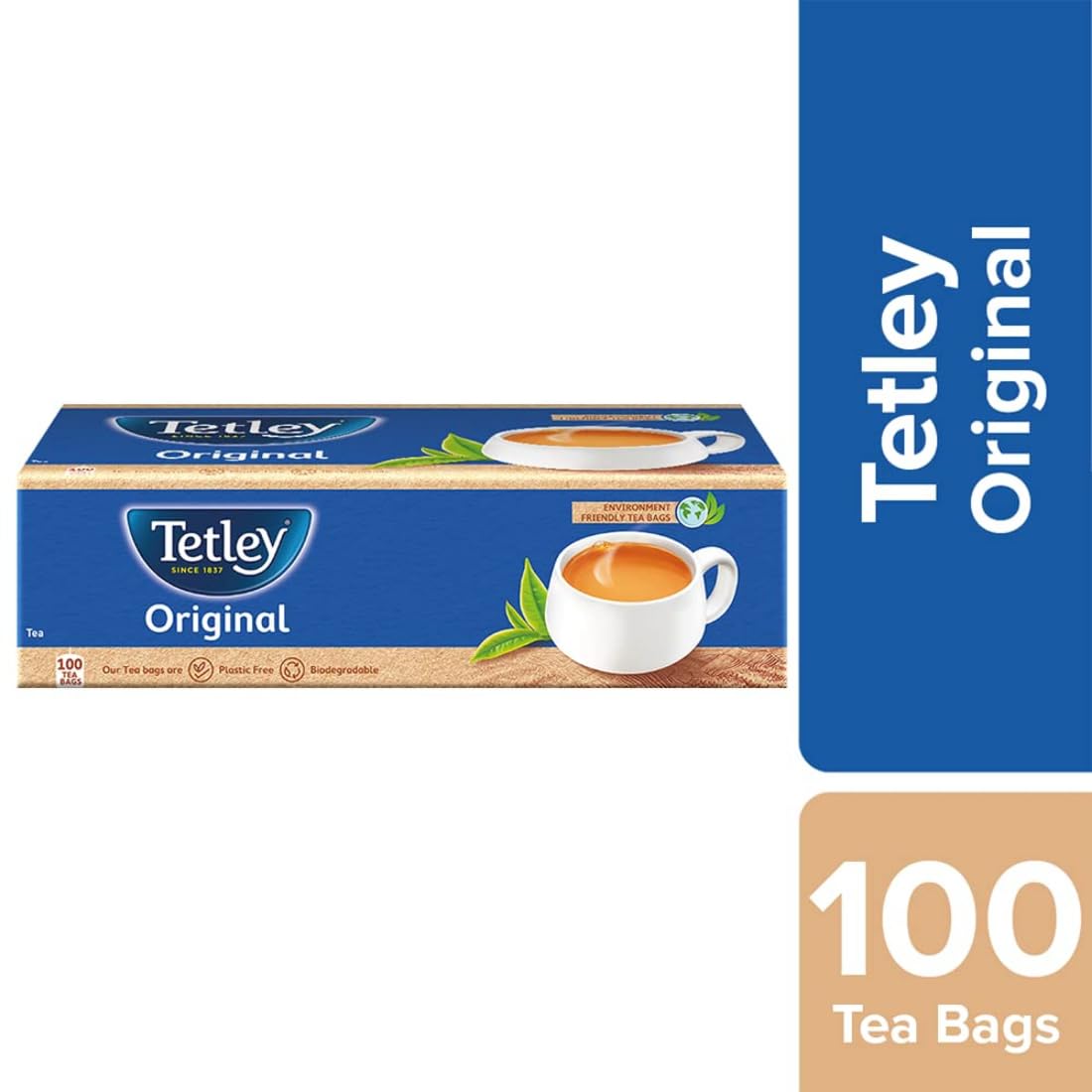 Tetley Original Assam Tea Bags - 170gm, 5.9 Ounce, 100 Tea Bags | Plastic Free & Biodegradable Tea Bags - Environment Friendly, Non GMO