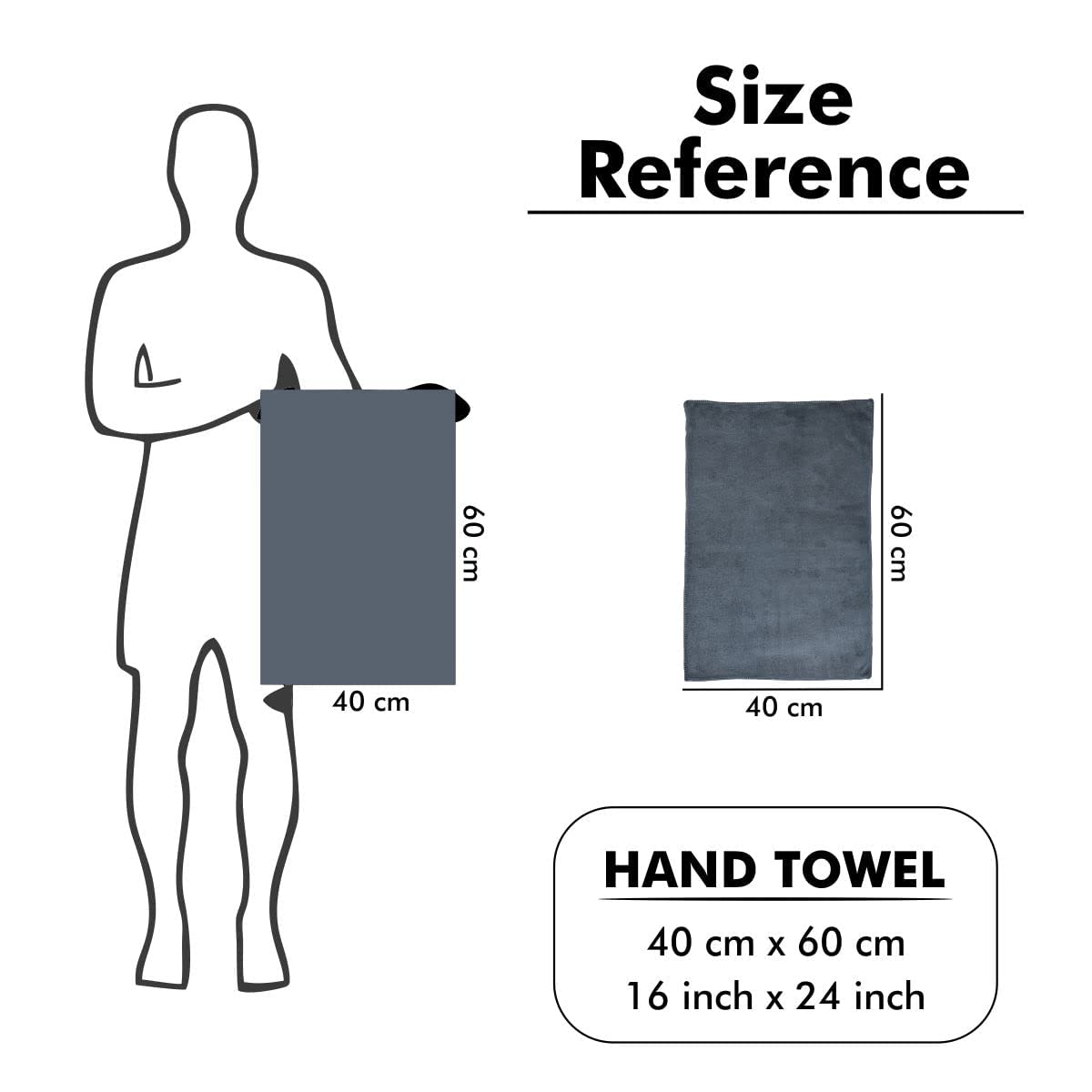 Furnofy 450 Gsm Hand Towel Set Of 2 Soft, Absorbent & Quick Dry Towel For Gym, Home, Kitchen, Pool, Travel - (Grey)