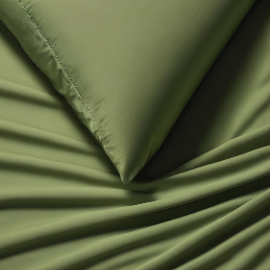 Bedsheet For King Size With 2 Pillow Cover - 75 X 72 Inches, Sage Green | All Around Elastic Fitted Bedsheet | Durability & Silky-Smooth Texture