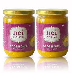 Pure Premium A2 Desi Ghee By Nei Native | Pure Bilona Ghee Better Digestion & Immunity Good For Health | 1 Litre (500ml * 2) 33.8 Ounce | Jar Pack
