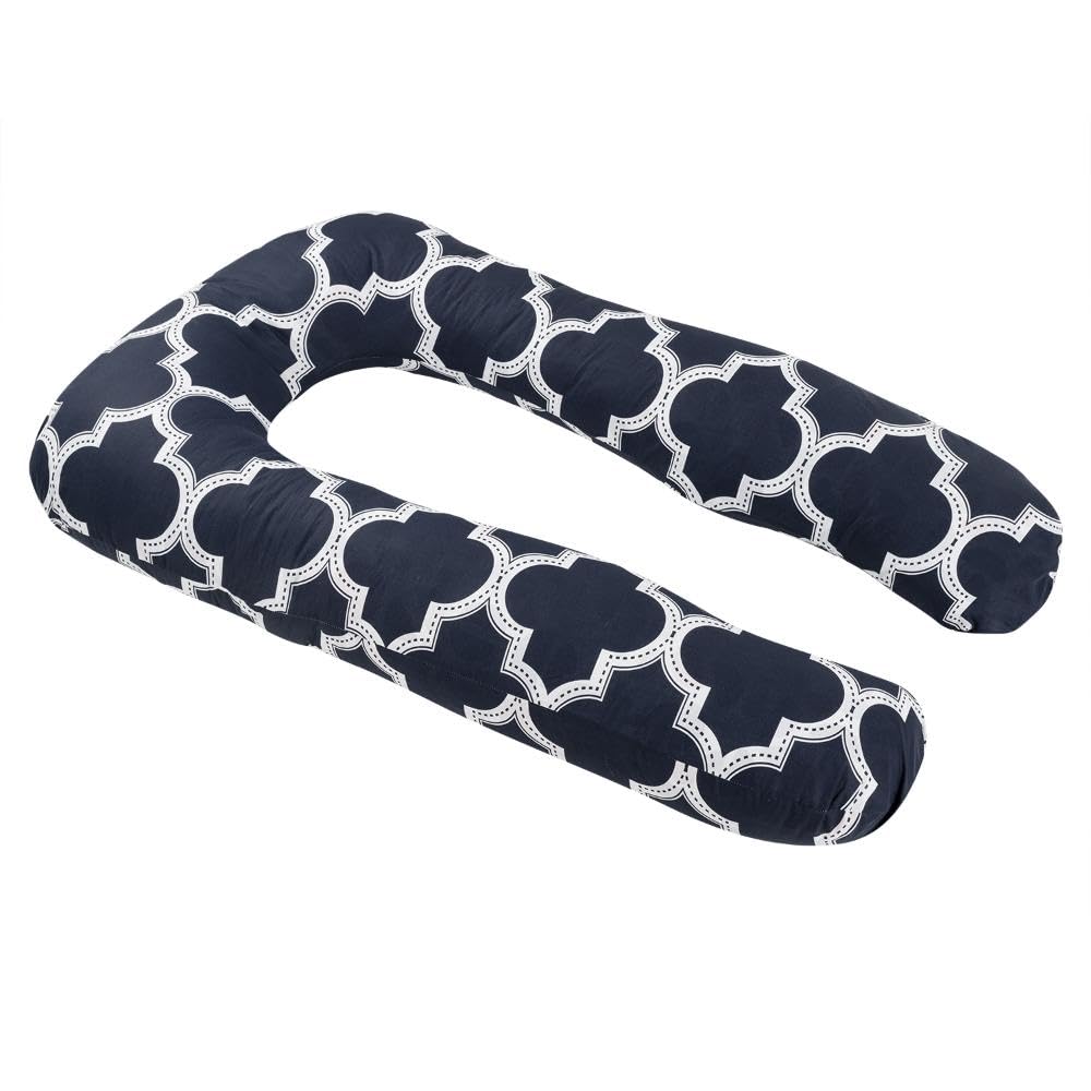 Pregnancy Pillow, J Shaped Pillow, Maternity Pillow For Sleeping - Black | Kiko Printed, 100% Cotton Pillow For Pregnant Mothers | With Breathable & No Heat Fabric - Full Body Support