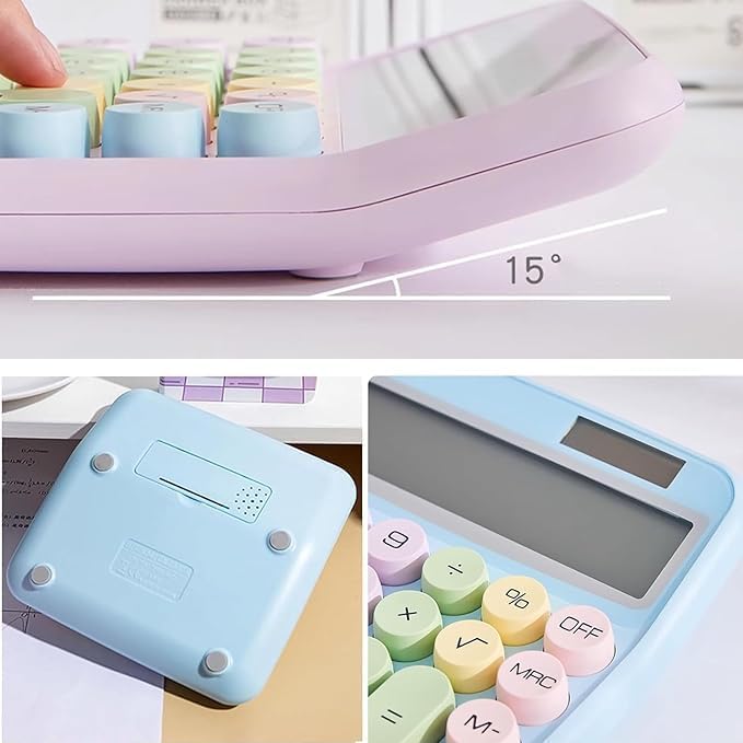 Nilzone Mechanical Switch Calculator Cute 12 Digit Large LCD Display And Buttons, Calculator With Large LCD Display Great For Everyday Life And Basic Office Work (Solar Calculator)