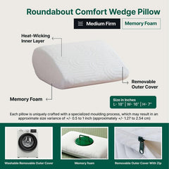 Memory Foam Pillow, Soft Inclined Bed Wedge Leg Rest Pillow, White - 17 X 14.8 X 7 Inch | For Anti Snoring, Reading, Back Pain Relief, Knee & Back Support Pillow - Medical Pillow