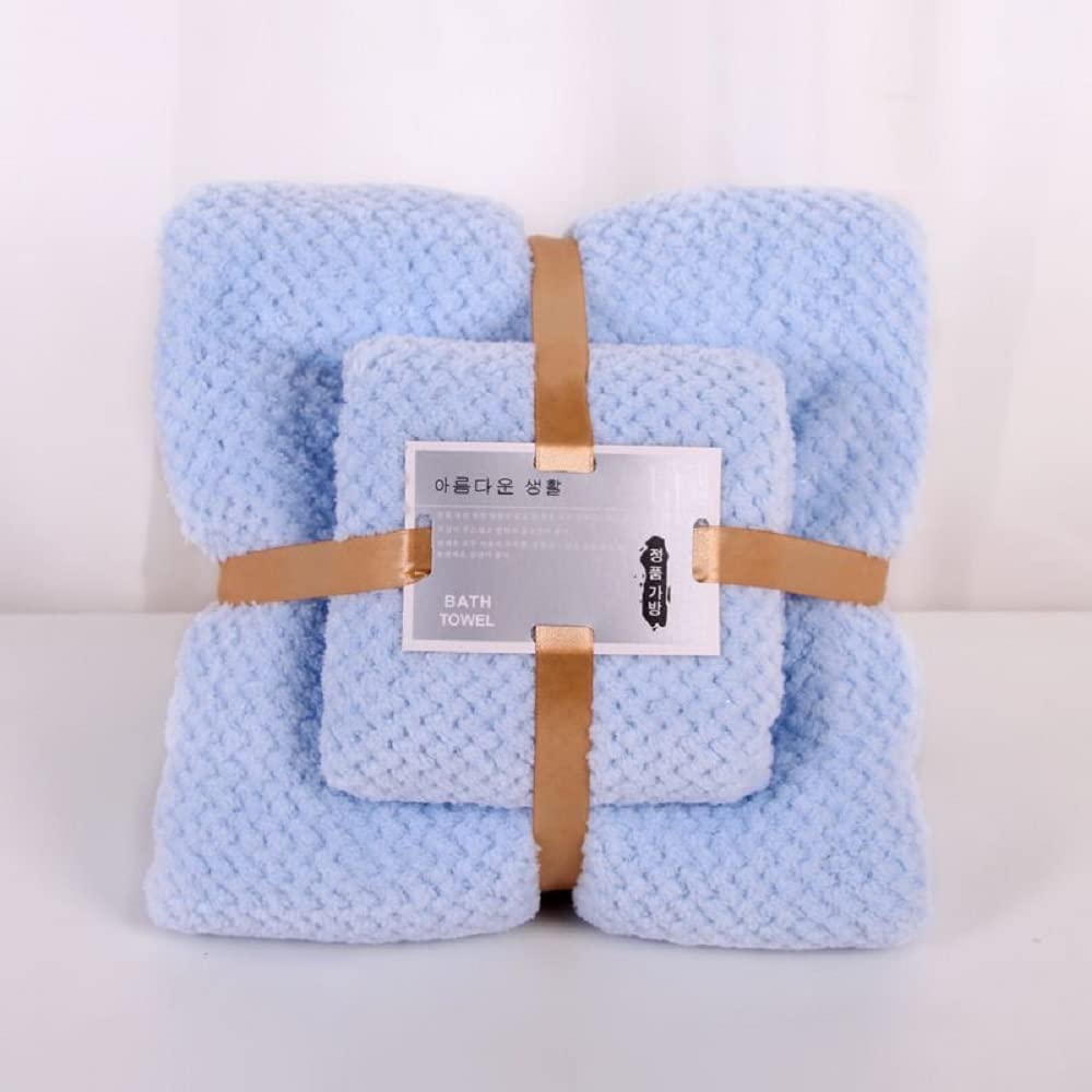 Homecloud Ultra Soft Bath & Face Towel Set 300 Gsm | 3x Softer Than Cotton Towels | Highly Absorbent & Ultra Fast Dry | Set Of 2 (Blue)