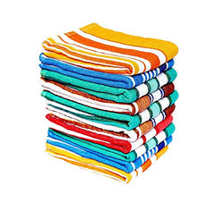 Mythos Cotton Multi Color Striped Hand Towels 450 Gsm | High Absrobent (Set Of 10)