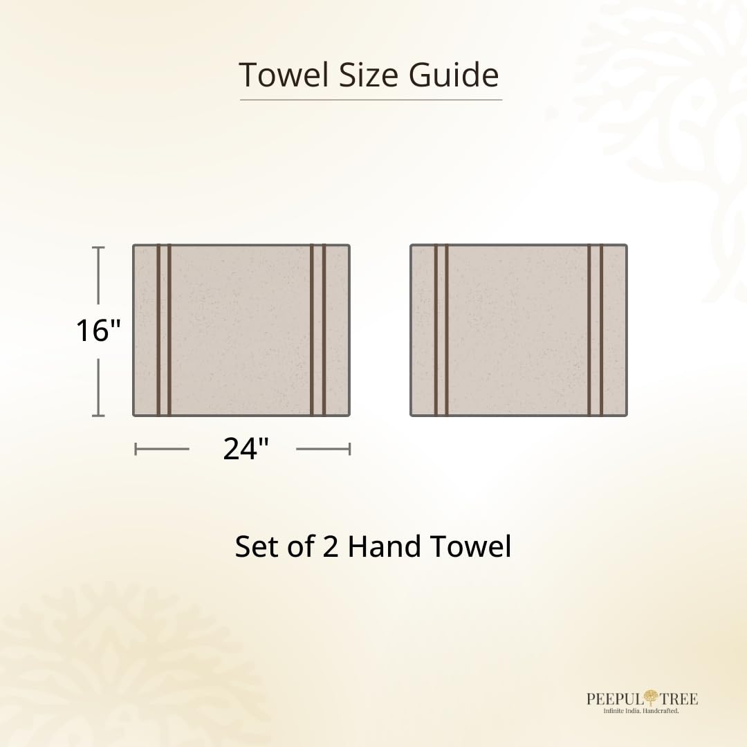 Peepul Tree 100% Pure Cotton Block Printed 2 Hand Towels 240 Gsm | Super Absorbent, Soft & Faster Drying, Floral Printed (Off-White & Pink Roses)