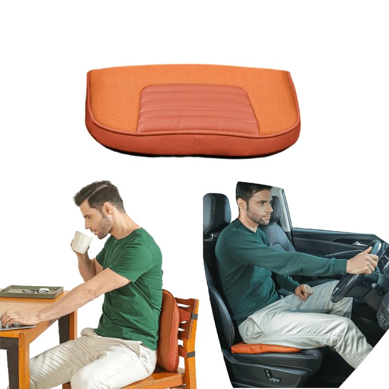 Memory Foam Pillow, Travel Lumbar Back Support Chair Cushion Pillow, Tan - 14 L X 10 W X 2.5 H Inch | For Back Pain Relief, Soft Pillow, Multiples Uses, Comfortable Pillow - Pack Of 1
