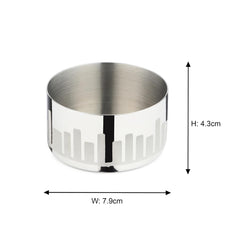 Chrome Stainless Steel Katori Set Of 2 - Urban Series | Corporate Gifting For Diwali - Cityscapes Pattern | Premium Bowls Wati - Serve Ware, Dinnerware & Tableware