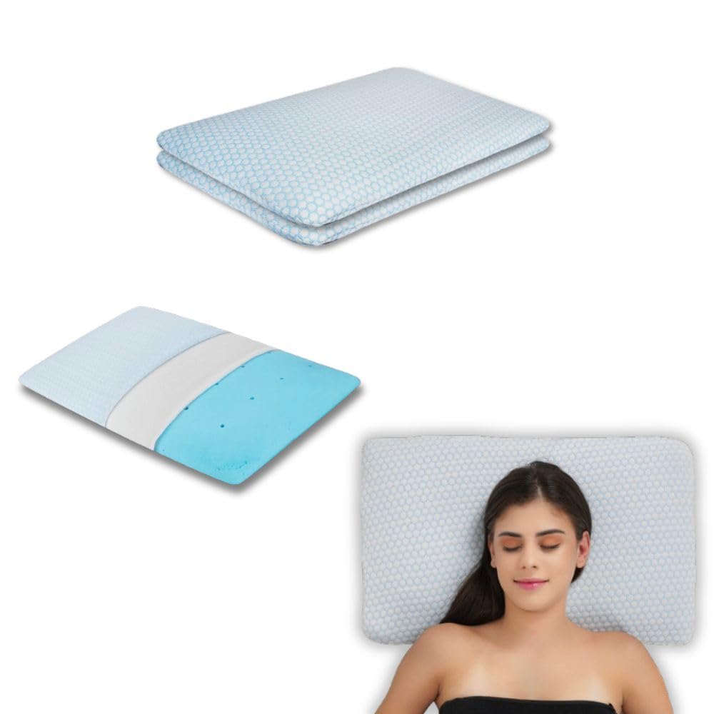 Ultra Slim Pillow, Memory Foam Pillow For Sleeping - 25.5 X 16.5 X 1 Inch | Ultra Thin Pillow For Neck Pain Relief - Thin Cervical Pillow For Neck Support, Orthopedic Pillow - Pack Of 2