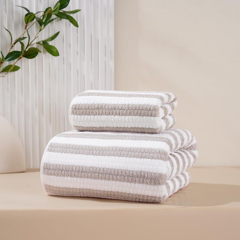 Homecloud Ultra Soft Bath & Face Towel 400 Gsm | 3x Softer Than Cotton Towels Highly Absorbent & Ultra Fast Dry Perfect For Home, Pool, Spa & Gym | Set Of 2 (Beige)