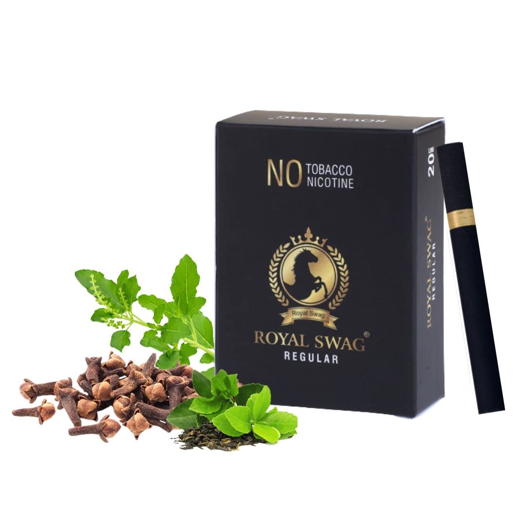 Royal Swag Ayurvedic Herbal Cigarettes 100% Tobacco Free & 100% Nicotine Free Regular Flavour 60 Sticks Non Addictive - | Smoking Cessation (Pack Of 60)