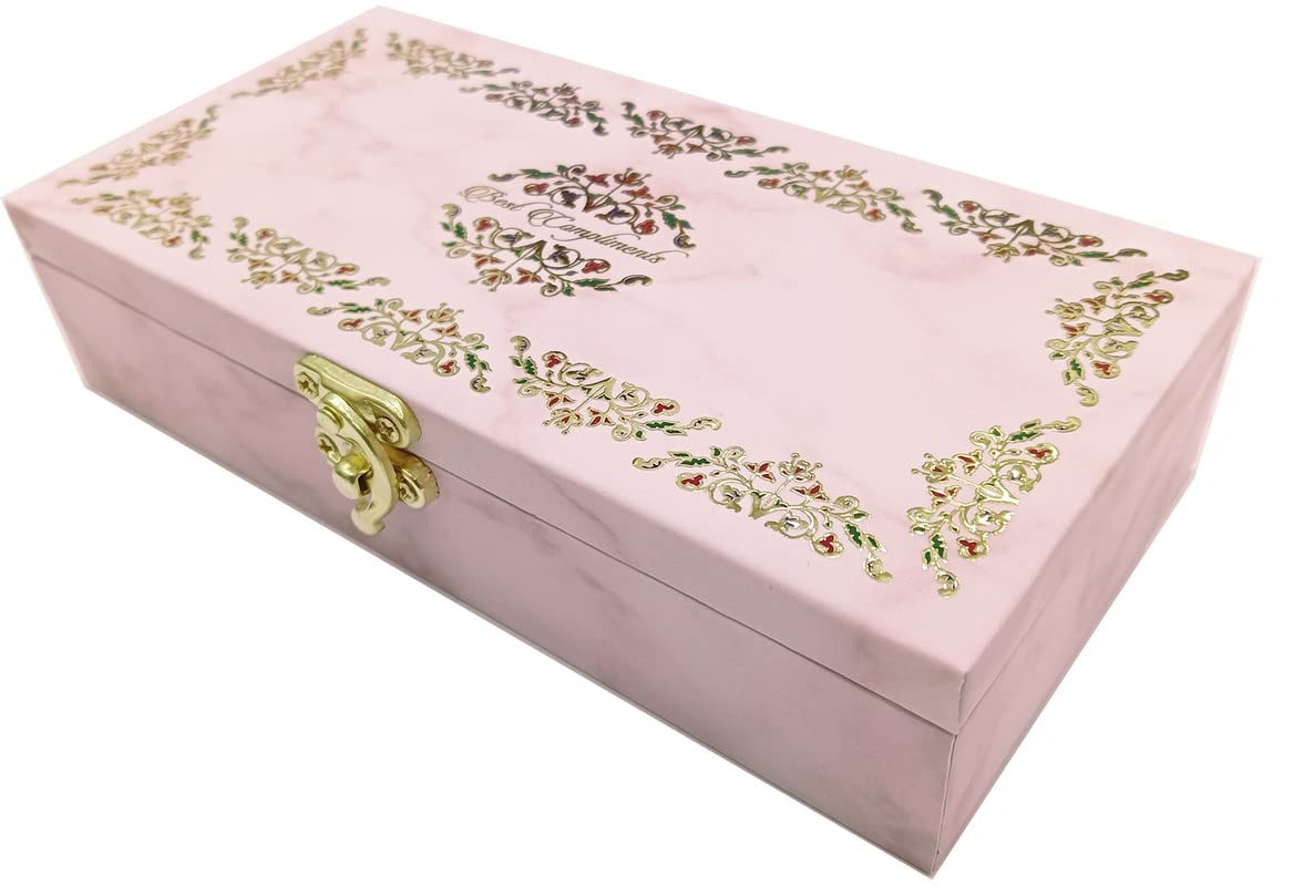Designer Wodden Fancy Shagun Gift Boxes For Wedding, Shagun Cash Box Or Money Box With Mgi Printing For Wedding, Engagement, Holi, Diwali, Baby Showers, Colour - Rose Pink, Pack Of 2