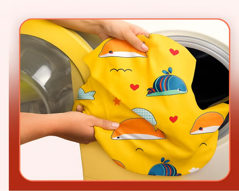 Printed Kids Bedsheet For Queen Size With 2 Pillow Covers - 90 X 100 Inches, Yellow | Soft & Skin-Friendly Fabric | Suitable For All Seasons
