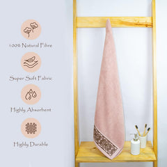 Rangoli 100% Cotton Fibre Bath Towel 600 Gsm | Highly Durable & Absorbent Towel | Skin-Friendly & Quick Drying Luxury Towels (Peach) - Pack Of 1