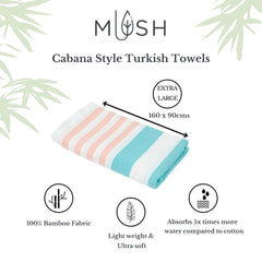 Mush 100% Bamboo Extra Large Bath Towels 700 Gsm | Ultra Soft, Absorbent, Quick Dry Bath Towel For Men & Women (Blue Dark Green & Peach Turquoise)- Pack Of 2