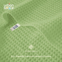 Urban Space 100% Cotton Waffle 2 Bath, 2 Hand & 2 Face Towels 1500 Gsm | Breathable & Absorbent Cotton Fabric Towel (Beige & Sage Green) -Set Of 6