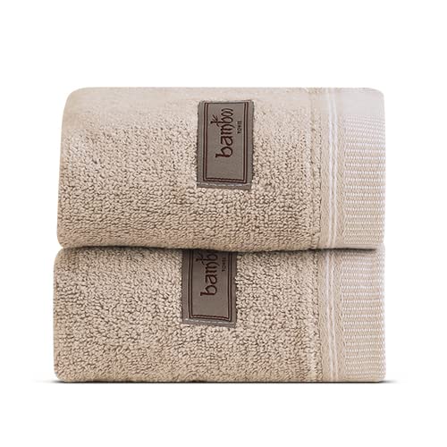 Spread Spain 100% Bamboo Face Towel 360 Gsm | Ultra Soft Absorbent, Quick Dry Towels For Facewash, Gym, Sports, Travel, Suitable For Acne Prone Skin | Pack Of 2 (Sand)