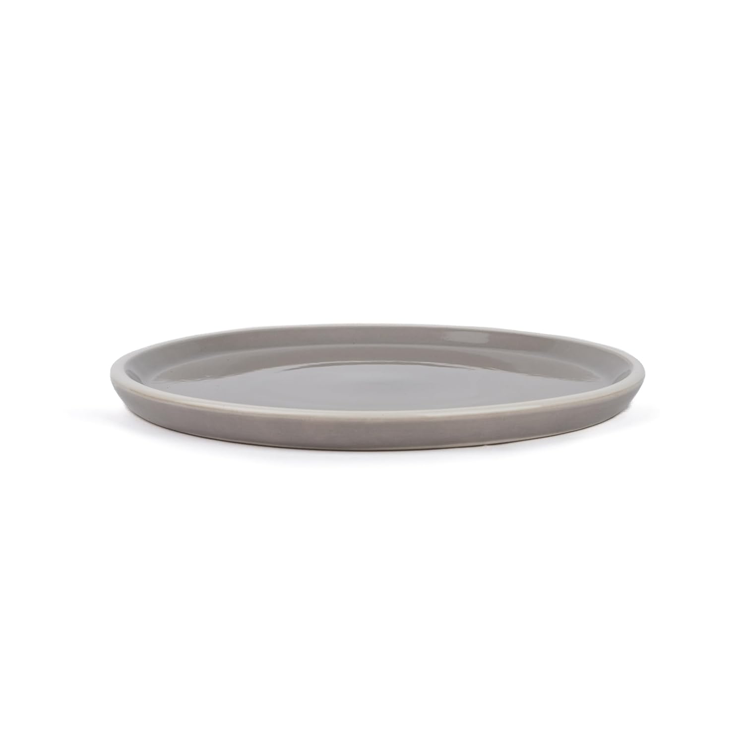 Ceramic Dinner Plates Set Of 6 Pieces, Grey With White Rim Carving Series | Ceramic Plates Set - Glossy Finish Plate Set | Ceramic Dinner Plates - Plates Set For Dinner | Microwave Safe