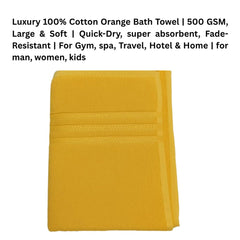 Luxury 100% Cotton Large Size Bath Towel 500 Gsm | Quick-Dry, Super Absorbent, Fade-Resistant Bath Towel (Yellow)