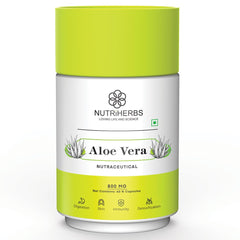 Nutriherbs Pure Aloe Vera Extract Capsules, Dietary Supplement For Digestion, Skin Health & Immune Support, For Hair Growth, Gut Health, Anti - Inflammatory Detox | 60 Capsules 100gm 0.2lbs