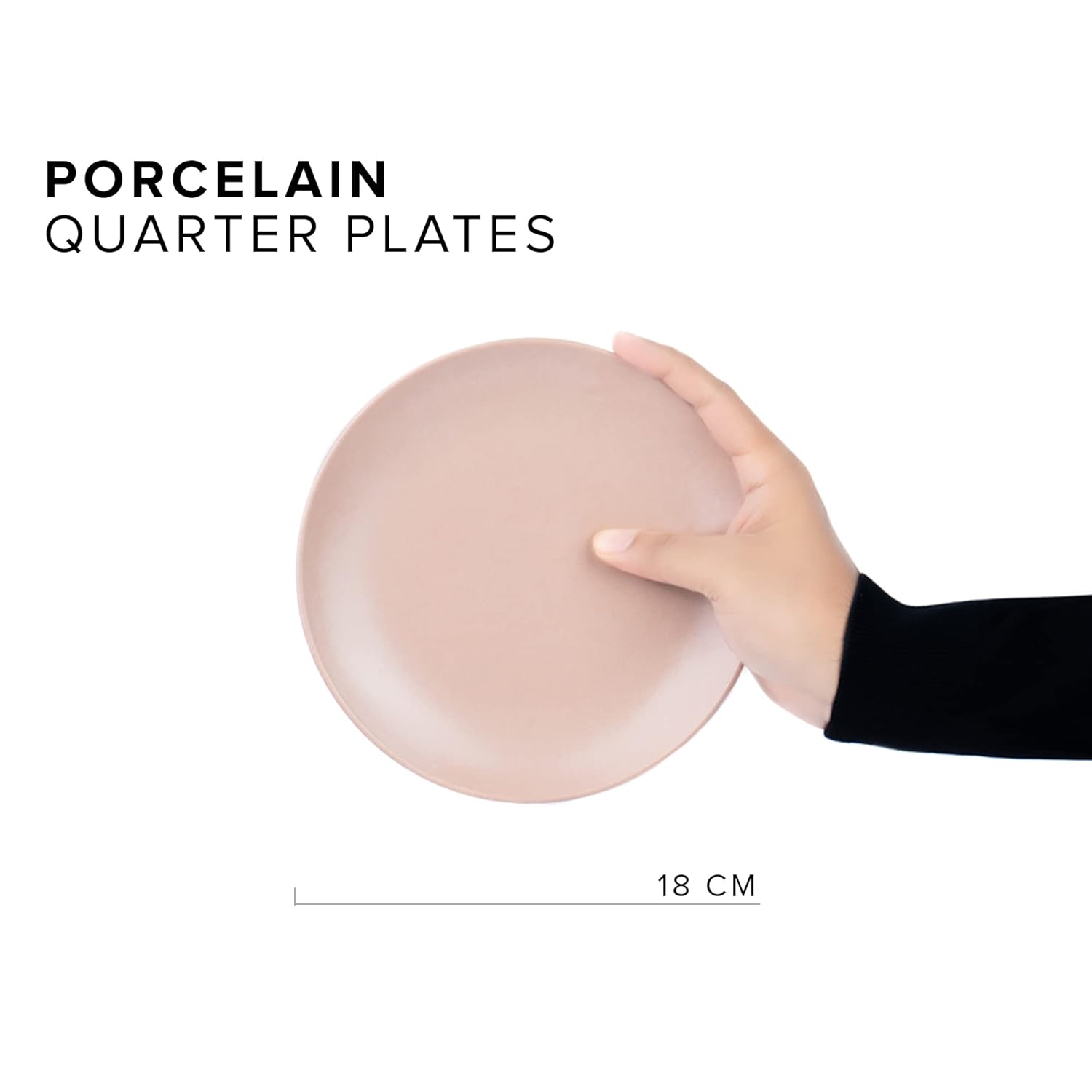 Quarter Plates Set Of 6, Blush Series | Premium Porcelain Snacks Plates Set - Dessert Plates, Snack Plate | Small Plates With Matte Finish