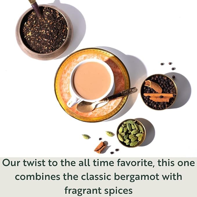 Luxmi Estates Spice Earl Grey Black Tea Blend Pack Of 2 - 100gm Tin, 3.5 Ounce Each | USDA Certified Organic Tea - Caffeinated Herbal Tea | Made With Cinnamon, Cardamom, Cloves, Black Pepper