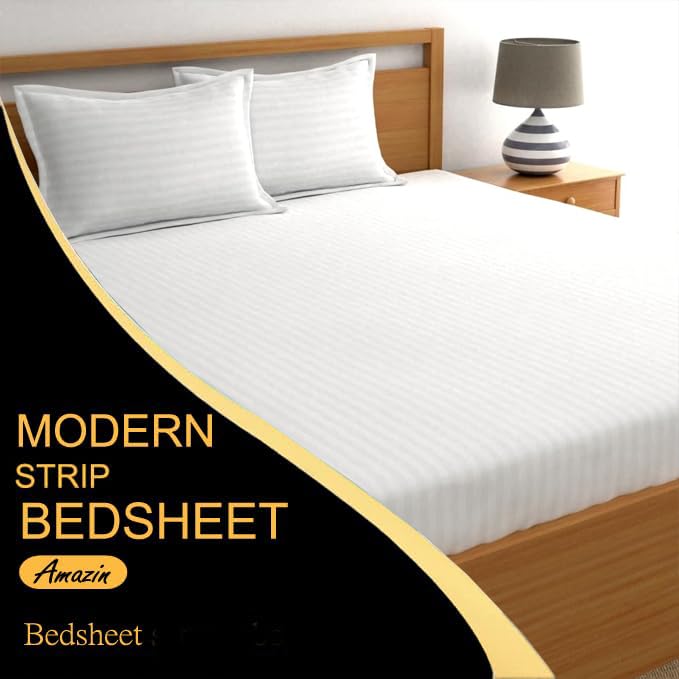 1 Double Bedsheet With 2 Matching Pillow Cover - 90 X 90 Inches, White | Comfort Fabric Bedsheet Home, Hotel & Guest House