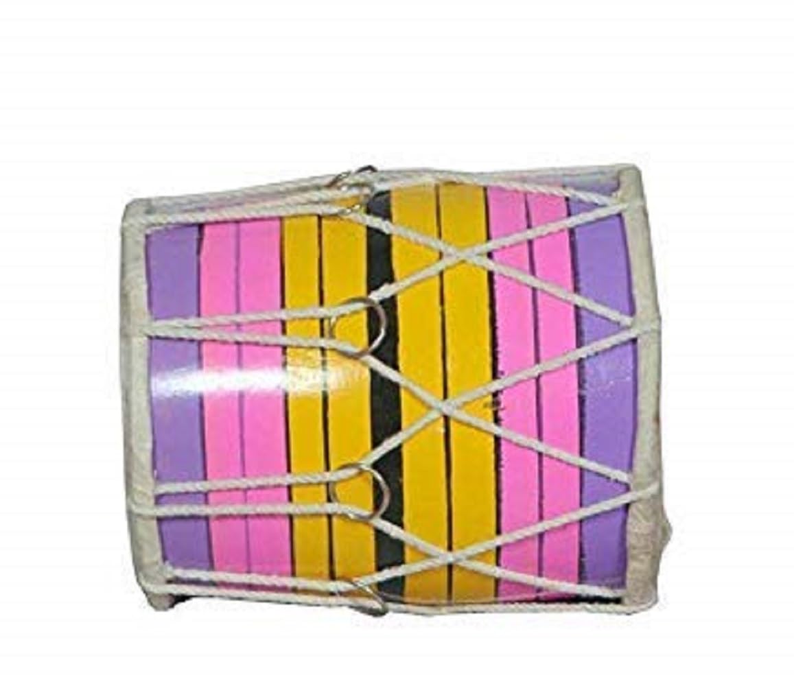 Pure Handmade Miniature Musical Instruments Wooden Kids Dholak - Purple | Professional Grade Dholak, Made With Thoroughly Dried Mango Wood - Perfectly Symmetric Round Dholak