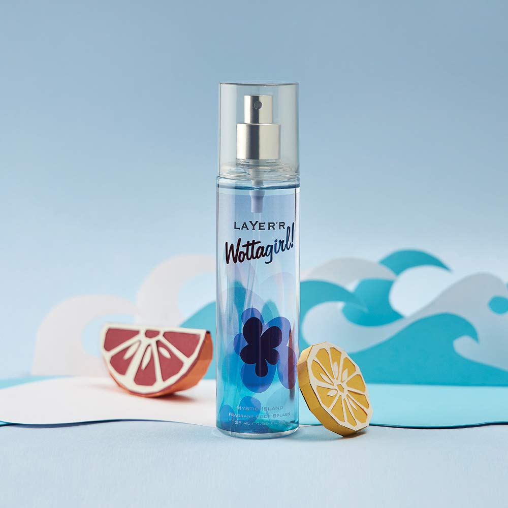 Layer'r Wottagirl  Mystic Island + Amber Kiss Fragrant Body Splash Each 135ml 4.56 Fl.oz. Combo Of 2