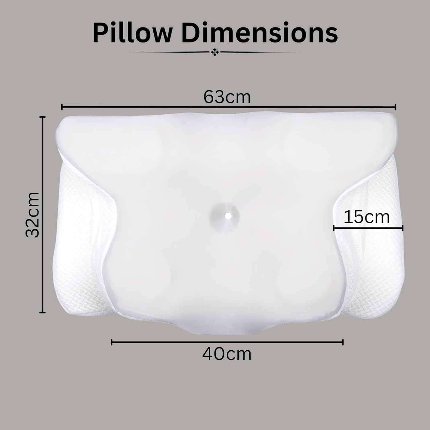 Cervical Butterfly Pillow, Orthopedic Memory Foam For Neck & Shoulder Pain, White & Light Grey | Ergonomic Contour Design | Dual Height Support | Side Sleeper Pillow With Arm Rest