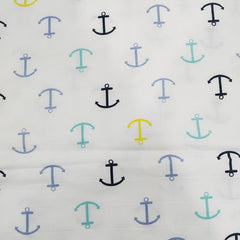 Organic Cotton Muslin Baby Bath Towel 200 Gsm | Cotton Cloth Premium Baby Washable Reusable, Absorbent, Extra Soft (Anchor & Leaf Dot)- Pack Of 2