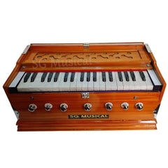 Musical Instrument Harmonium - 39 Keys, Double Fold Bellow, 7 Stoppers, 440v Tunned, Perfect Octave Range | Compact & Portable Design - Beige Color