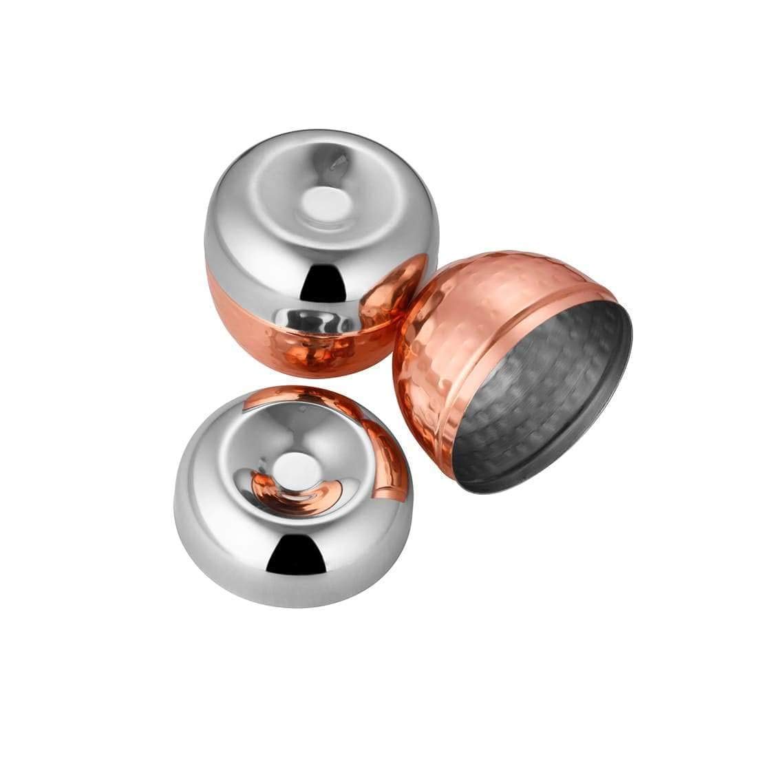 Nile Stainless Steel Hammered Canister Set Of 2 With Lid - Copper, 250ml Each | Dishwasher Safe