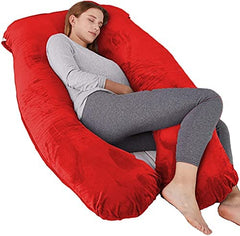 Pregnancy Pillow, Maternity Body Pillow For Sleeping, U Shaped Pillow, Red - 55 Inch | Full Body Pillow, Pregnancy Pillow For Pregnant Women, Support Belly & Back, Removable Velvet Cover