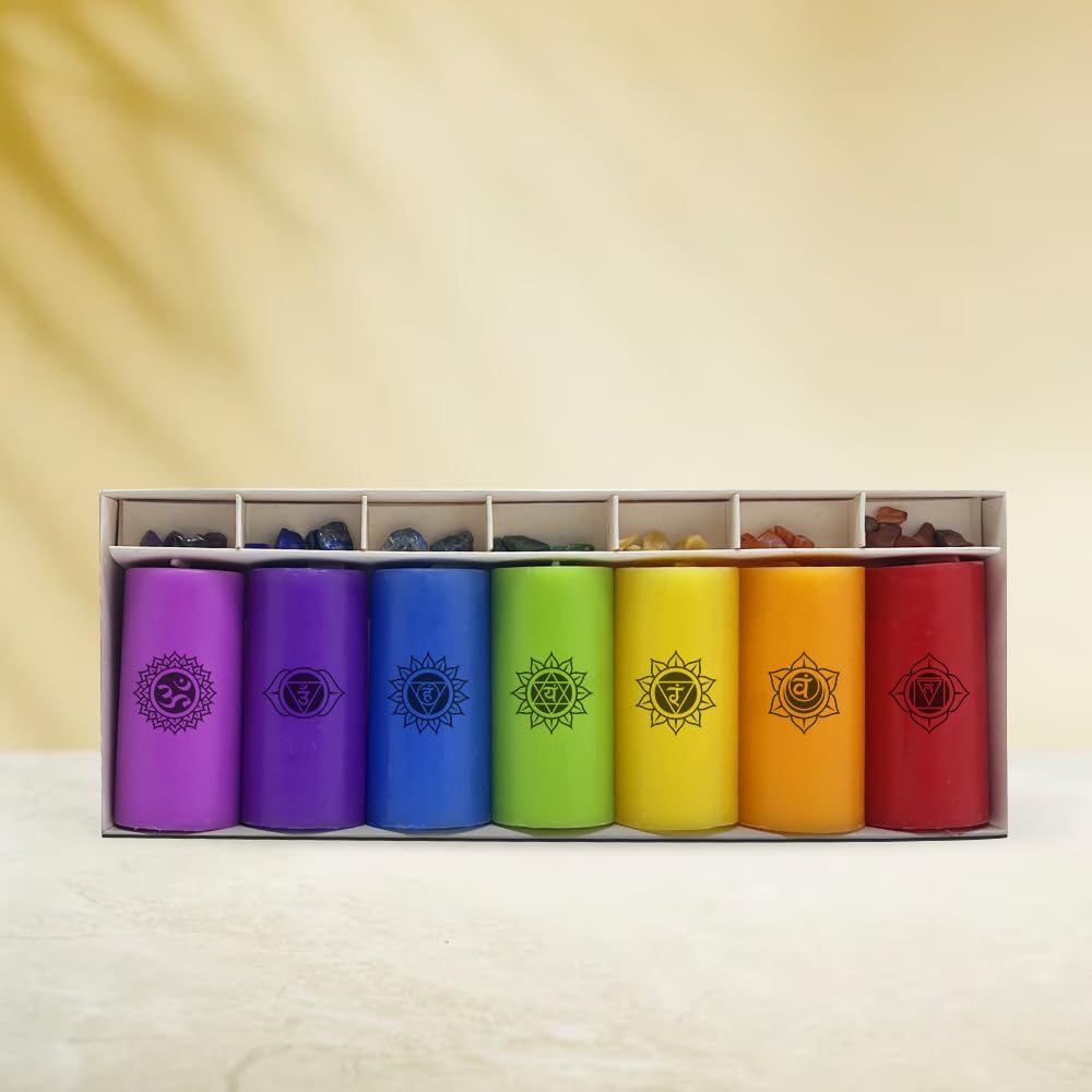 7 CHAKRAS GEM STONES REIKI MAGIC CANDLE | TAROT CANDLE BEST FOR DIWALI DECURATE
