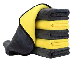 Hsr Car Accessices Cleaning 1kg Microfiber Towel For Car Cleaning & Detailing - Dual Sided, Extra Thick Plush Microfiber Cloth (Pack Of 8) | Yellow & Grey