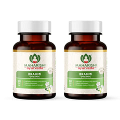 Maharishi Ayurveda Organic Brahmi Bacopa Monnieri Tablets, For Brain Health | 60 Tablets 100gm 0.2lbs Each Pack Of 2