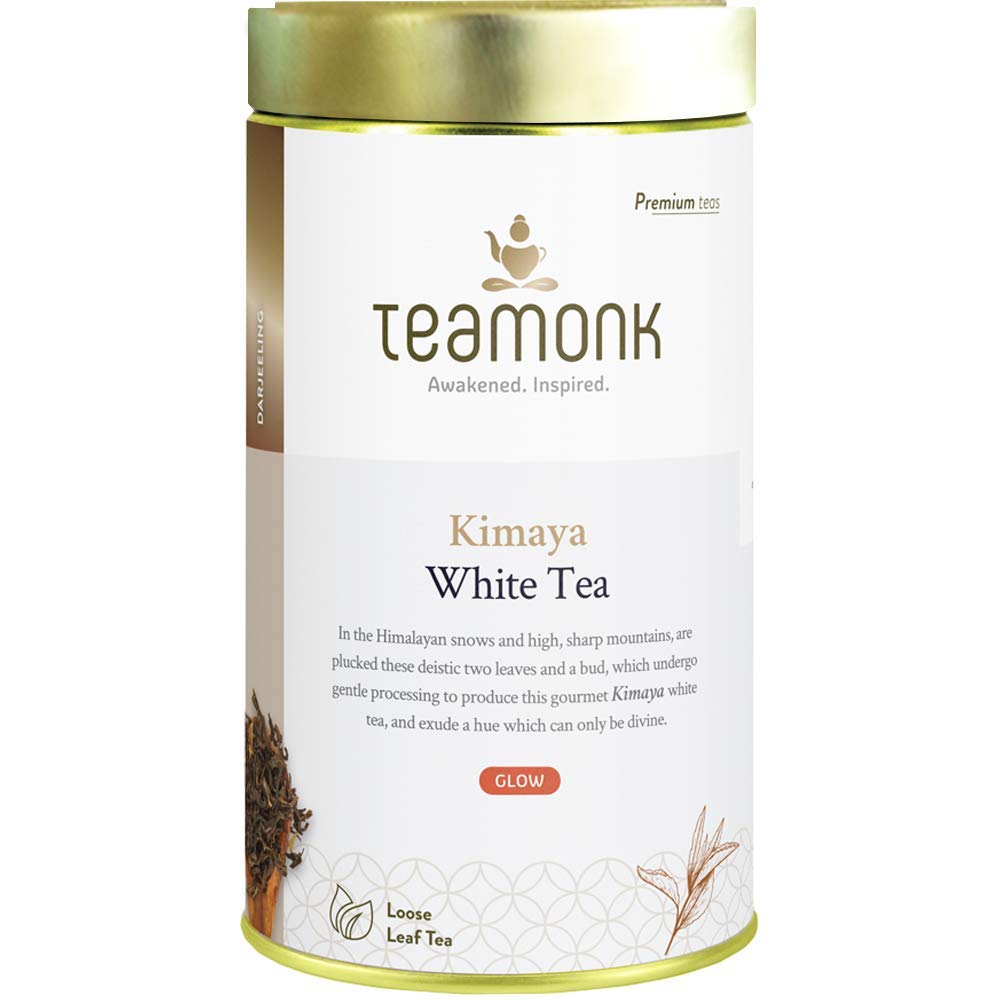 Teamonk Kimaya Darjeeling White Tea - 150gm, 5.2 Ounce, 75 Cups | USDA Certified Organic Darjeeling Herbal Tea - Supports Detoxification, Boosts Immunity & Skin Health - Caffeine Free