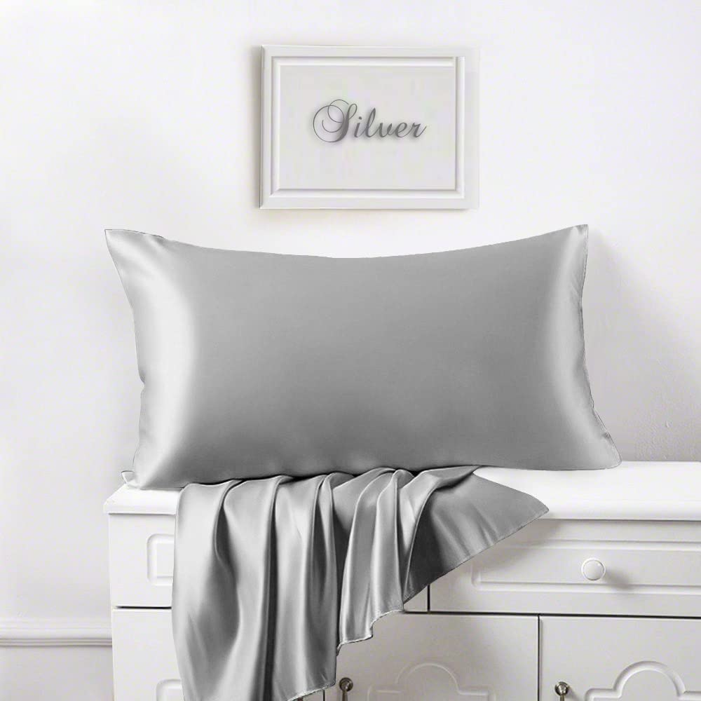 Plain Elastic Fitted King Size Bedsheet With 2 Pillow Cover - 90 X 100 Inches, Silver | 400 Thread Count Silky Soft | Naturally Soft, Breathable, & Skin-Friendly