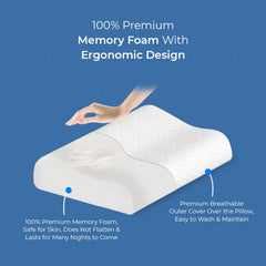 Cervical Memory Foam Pillow For Pain Relief Sleep, Neck Pain Relief | Pillow For Improves Posture & Spinal Alignment, Washable Cover For Easy Cleaning | For Head, Neck, Back - Pack Of 1