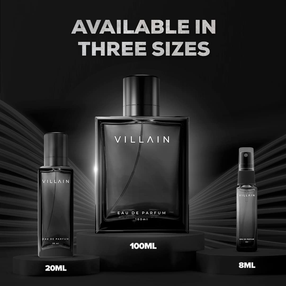 Villain Black Eau De Parfum For Men 100ml 3.4 Fl.oz. Masculine Luxury Fragrance | Long Lasting | Party Wear