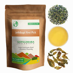 Gopaldhara Darjeeling Tea Finest Rohini First Flush Tea Sample Pouches - Pack Of 4 Teas X 10gm, 0.35 Ounce Each | First Flush Low Caffeine Loose Leaves