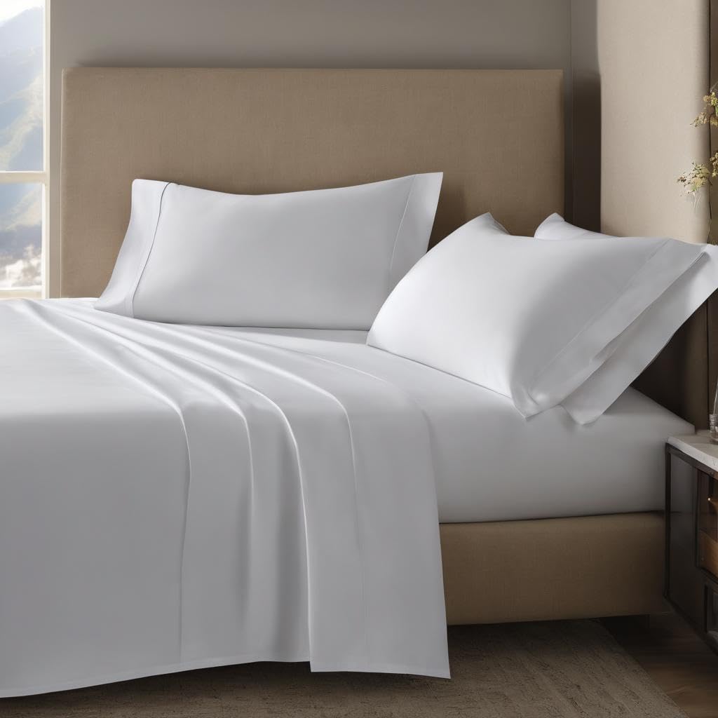 King Size Fitted Bedsheet With 2 Pillow Cover - 72 X 72 Inches, White | Durable & Long Lasting Wrinkle Resistant Fabric - Skin Safe & Super Soft