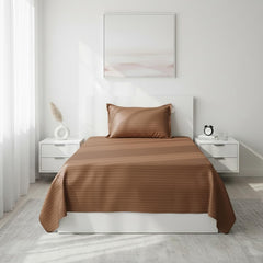 Soft Cotton Single Bedsheet With 1 Piece Pillow Cover - 60 X 90 Inches, Brown | Lightweight, Breathable & Easy To Maintain Bedsheet