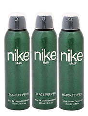 Nike Black Pepper Eau De Toilette Long Lasting Deodorant Body Spray 600ml 20.2 Fl.oz. Pack Of 3| Perfect Aniverssary Gift Set For Husband